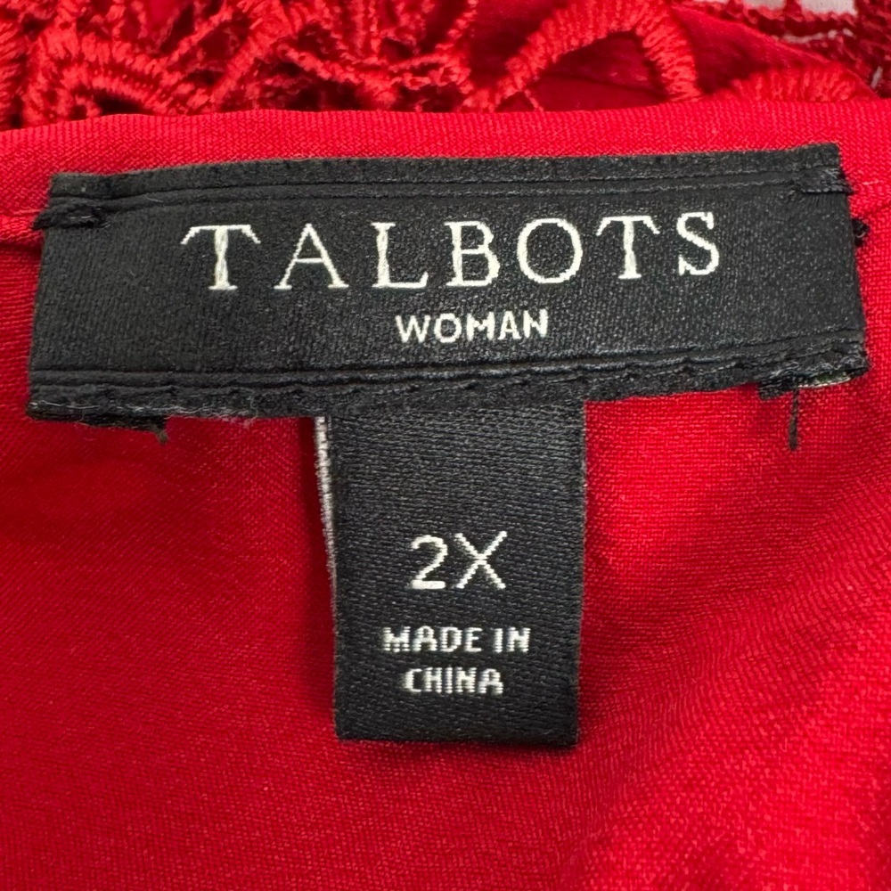 Talbots Embroidered Red Lace Blouse Bell Sleeves Size 2X Party Formal Romantic - Picture 13 of 14